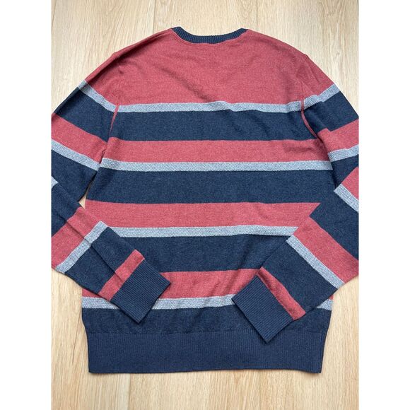 Banana Republic Red & Navy Stripe Cotton Wool Blend Sweater – Size M - Picture 2 of 4